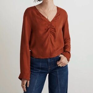 Madewell brushed ruched front top Sz 10